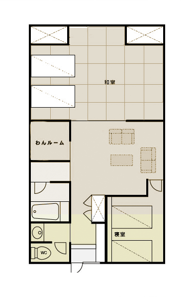 画像:わんファミリー 温泉付山荘（和洋室）　間取り図